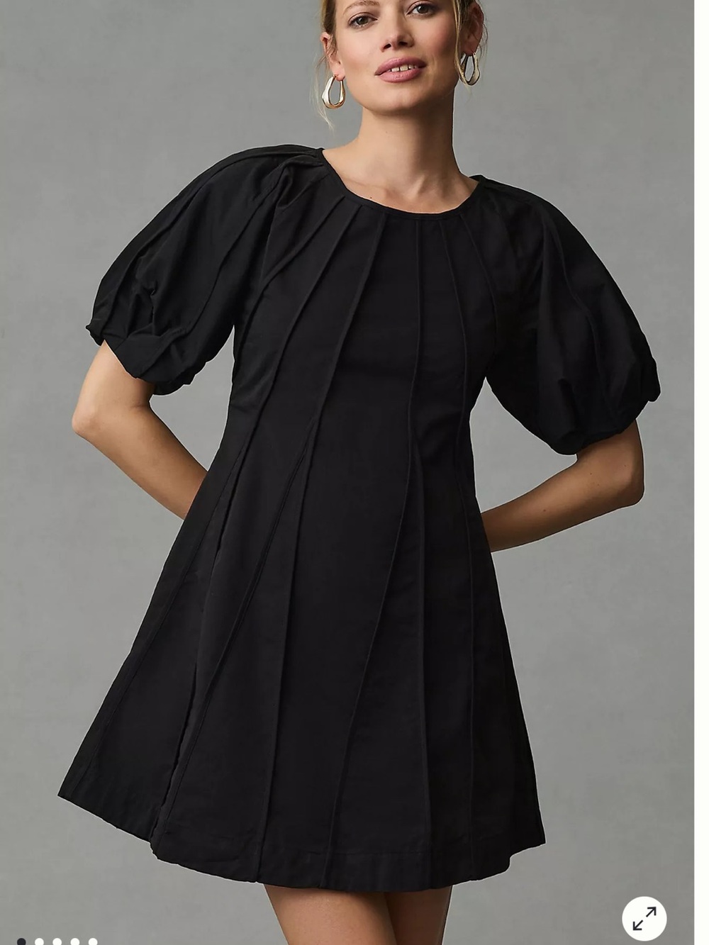 Aureta Puff-Sleeve Seamed A-line Mini Dress
